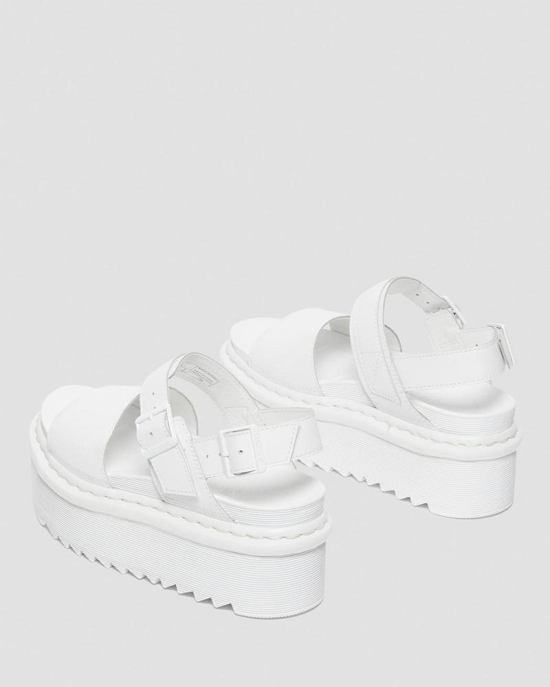 Women's Dr Martens Voss Mono Leather Platform Strap Sandals White | AU 329CTV